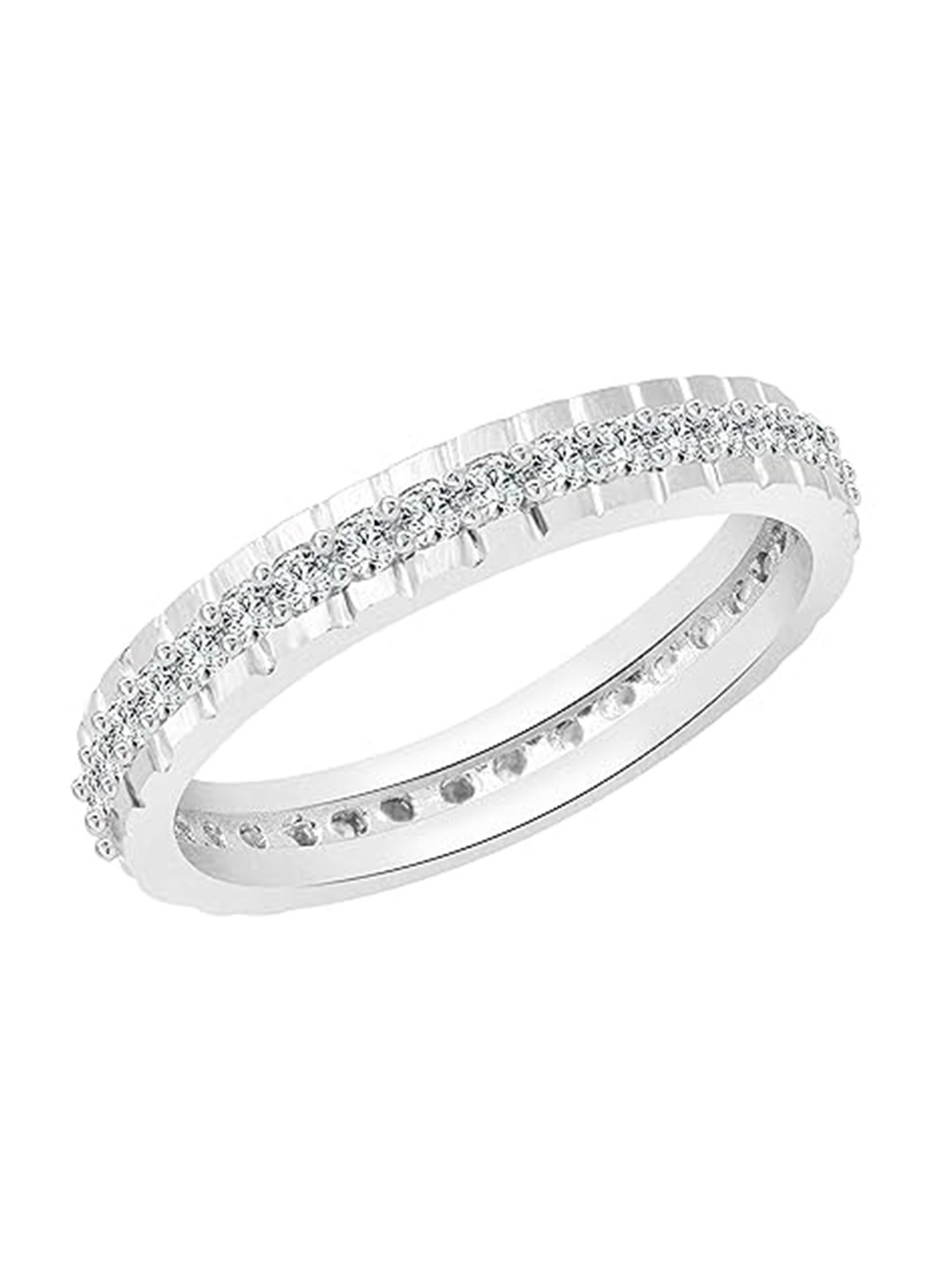 

Vighnaharta Rhodium-Plated Cubic Zirconia Stone-Studded Finger Ring, Silver