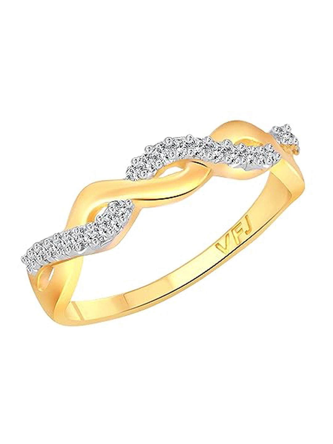 

Vighnaharta Gold-Plated CZ Stone-Studded Adjustable Finger Ring