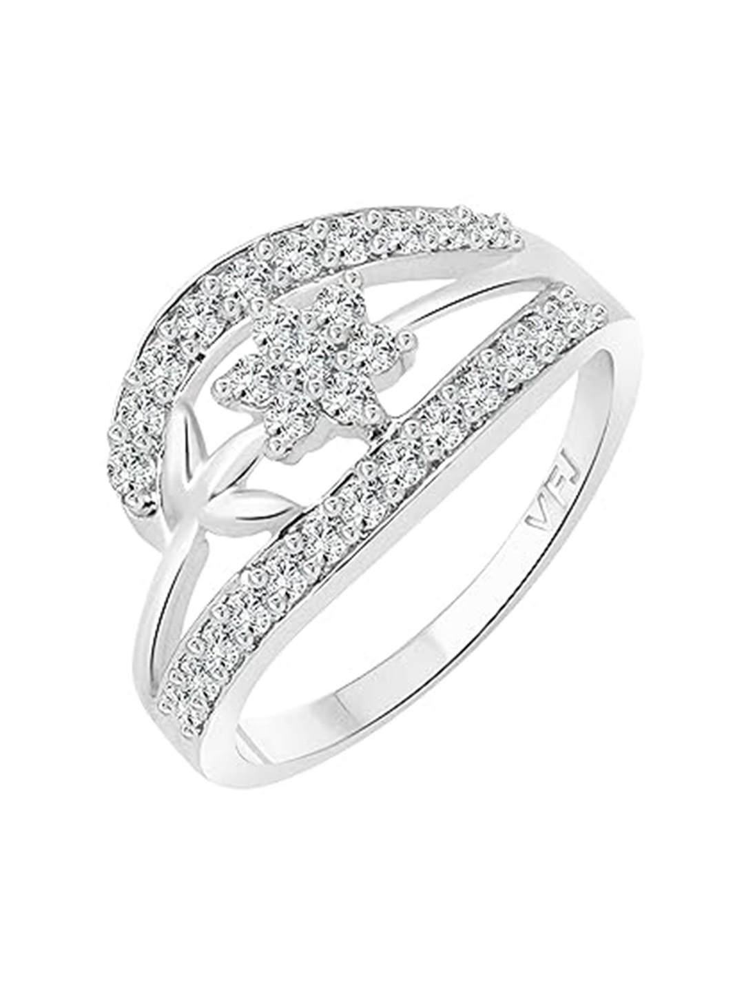 

Vighnaharta Rhodium-Plated Cubic Zirconia Stone-Studded Finger Ring, Silver