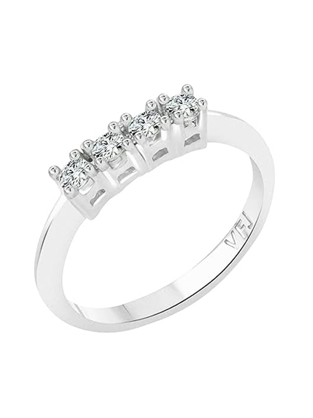 

Vighnaharta Rhodium-Plated CZ Stone-Studded Adjustable Finger Ring, Silver