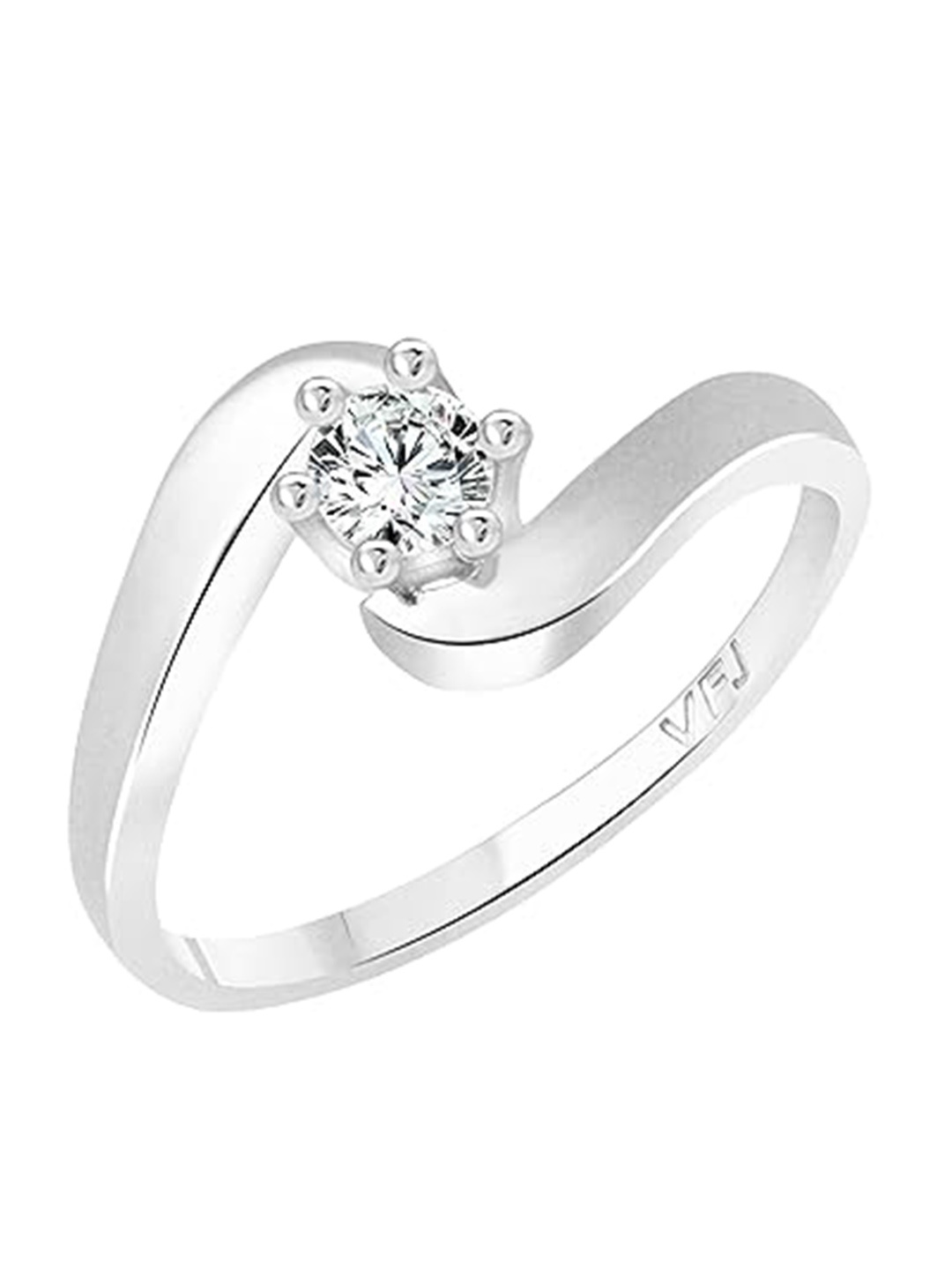 

Vighnaharta Swing Solitaire Rhodium-Plated CZ-Studded Finger Ring, Silver