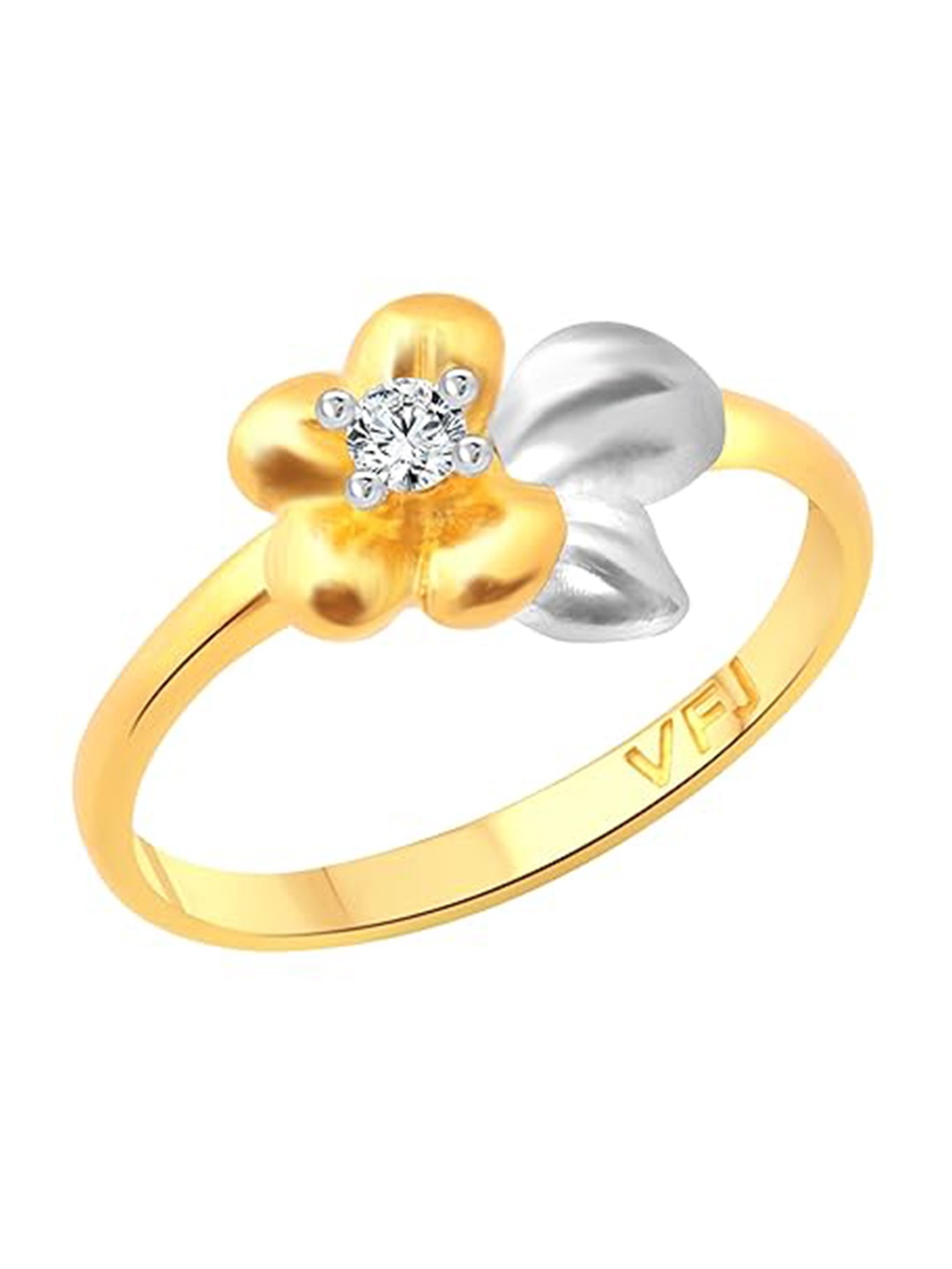 

Vighnaharta Gold-Plated CZ Stone-Studded Adjustable Finger Ring