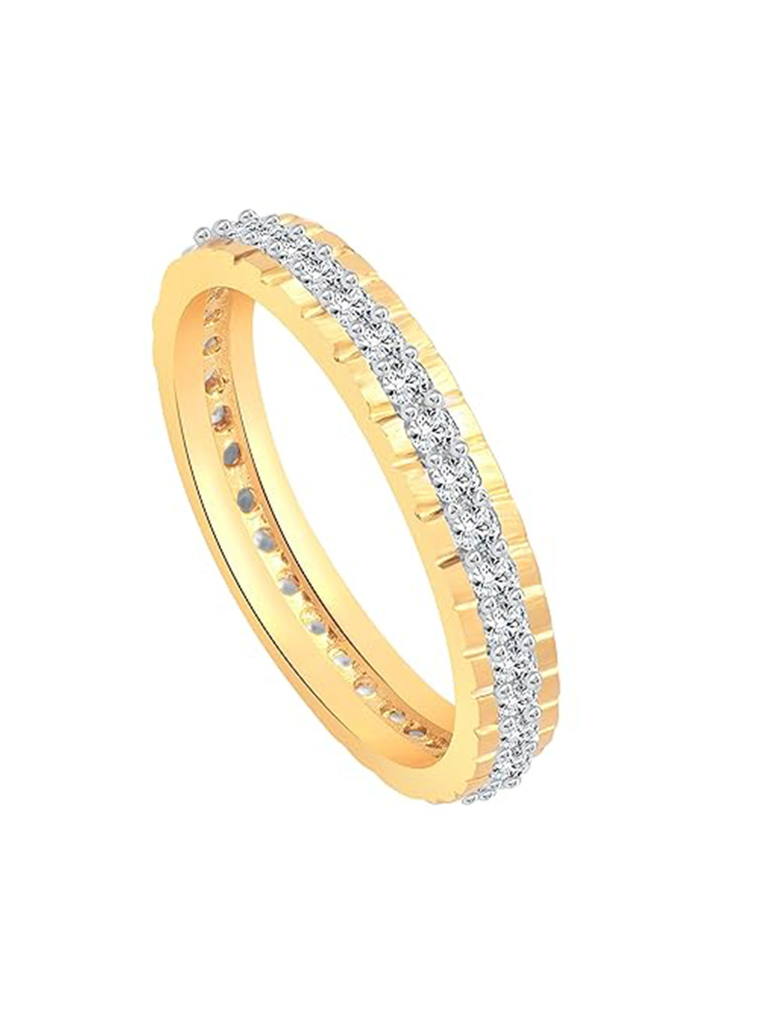 

Vighnaharta Gold-Plated CZ Stone-Studded Adjustable Finger Ring