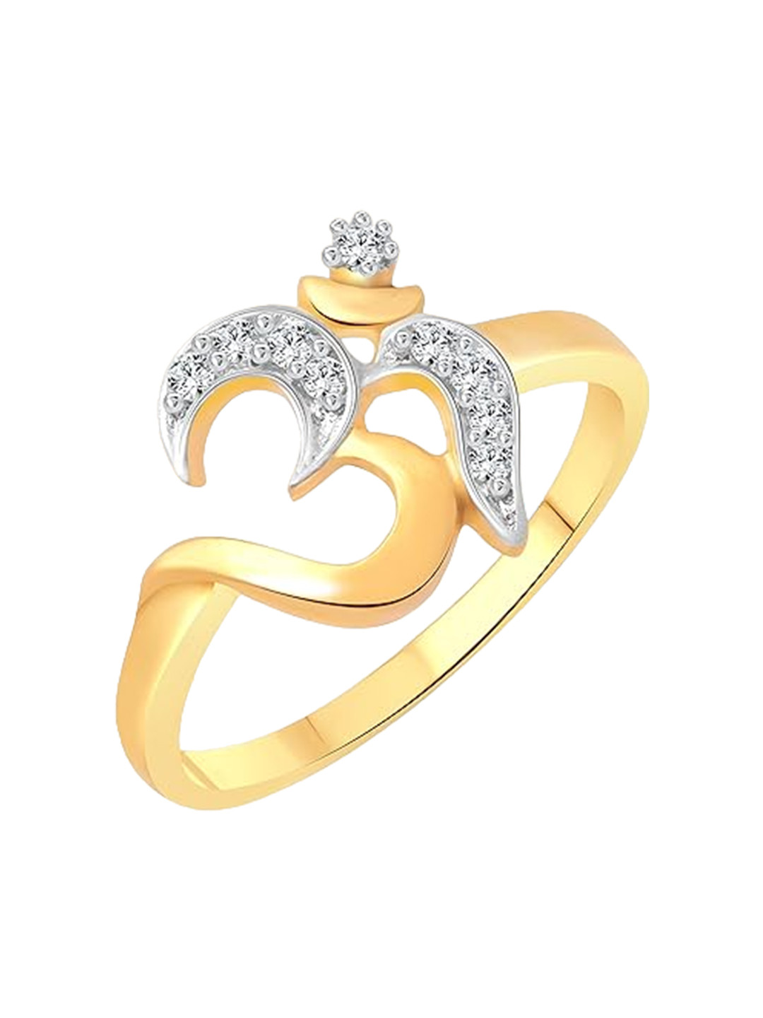 

Vighnaharta Gold-Plated Cubic Zirconia Stone-Studded Finger Ring