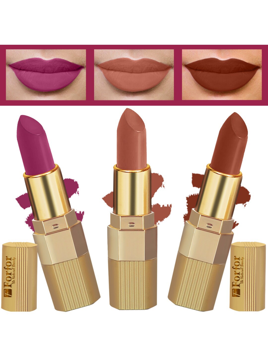 

FORFOR Set of 3 Xpression Long Lasting Stick Matte Lipsticks, Nude