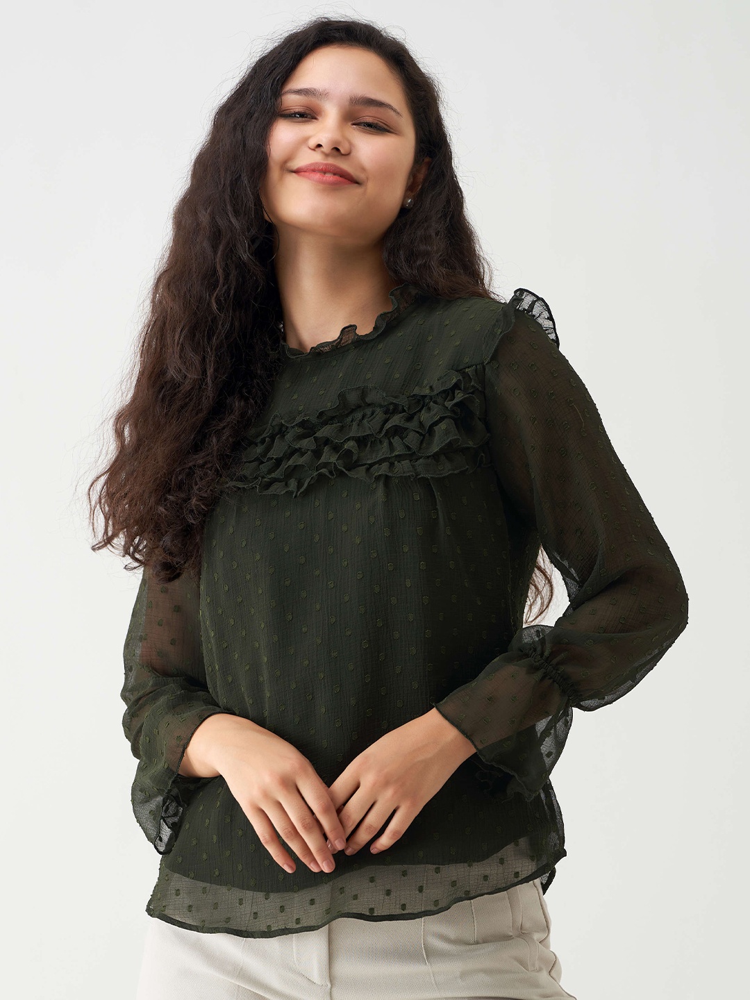 

AASK Self Design Layered Top, Green