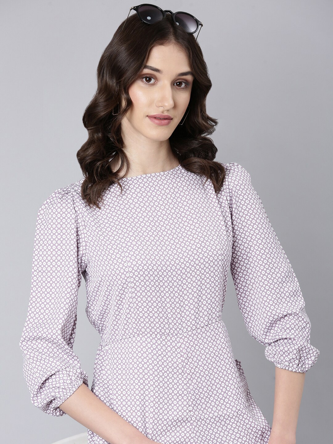 

SHOWOFF Printed Puff Sleeves Cotton Basic Jumpsuit, Taupe