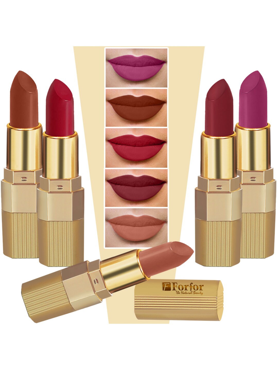 

FORFOR Xpression Set Of 5 Long Lasting Stick Matte Lipsticks- 301-302-303-304-306, Multi