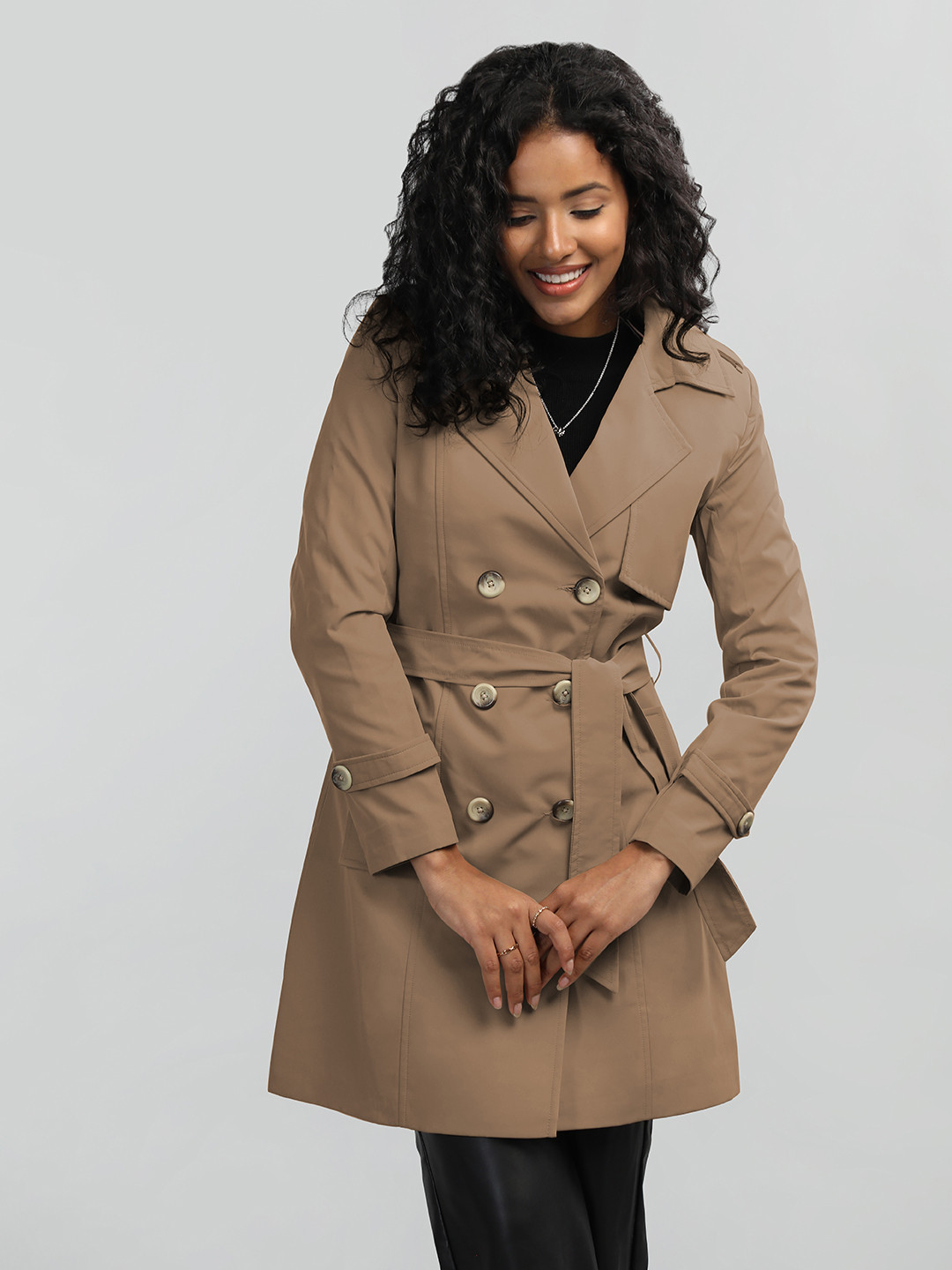 

HONNETE Notched Lapel Coats, Camel brown