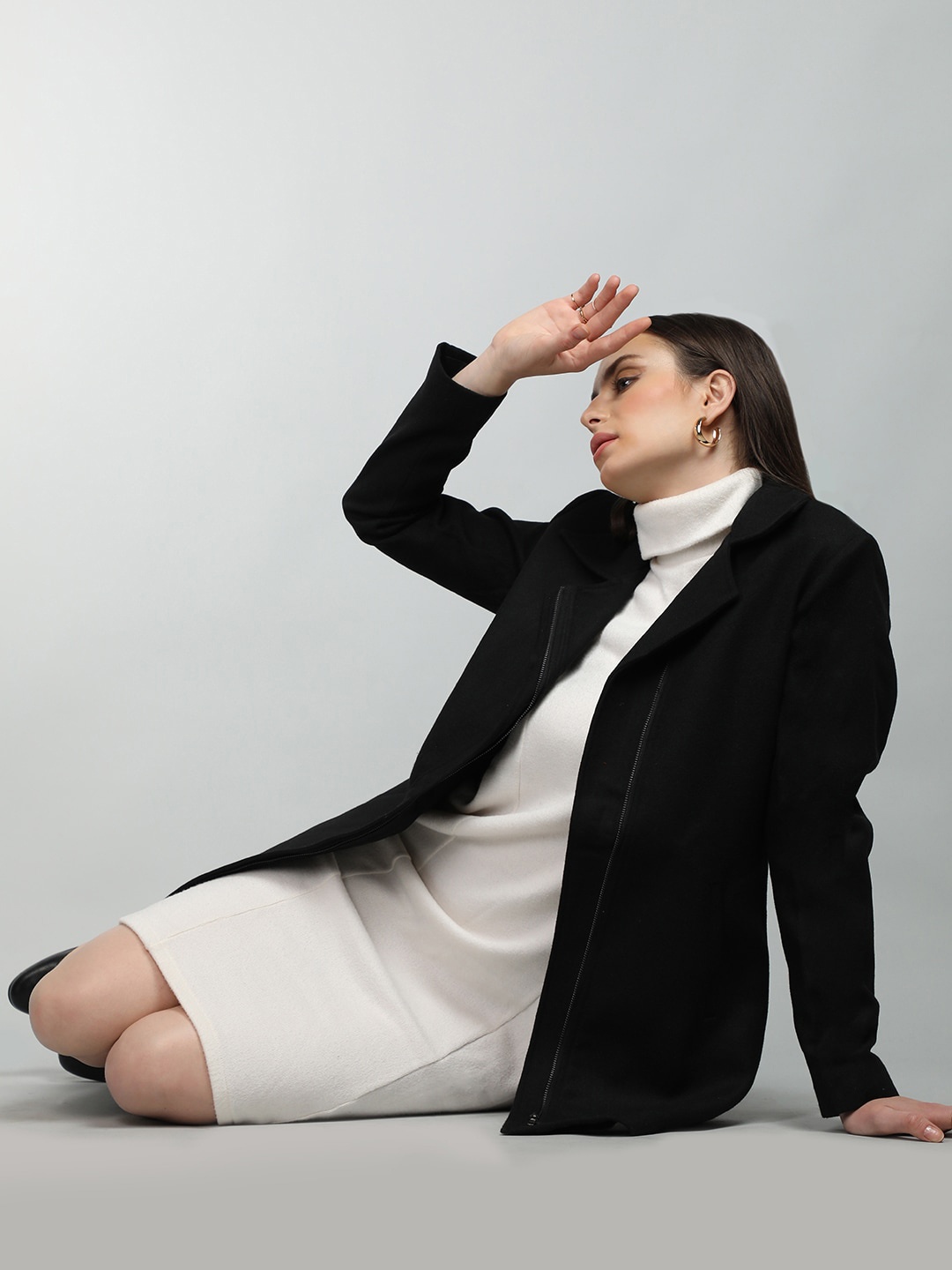 

HONNETE Notched Lapel Coats, Black