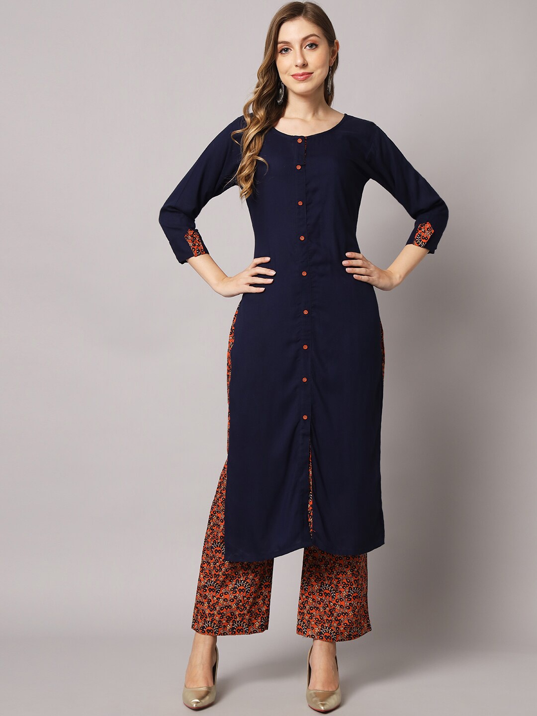 

Sun Fashion And Lifestyle Pure Cotton Kurta with Palazzos, Blue