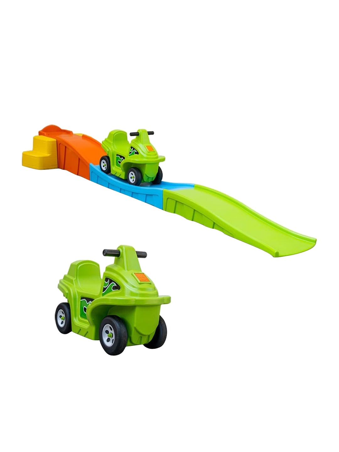 

OK PLAY Kids Car With Up & Down Roller Activity Toys & Games, Green