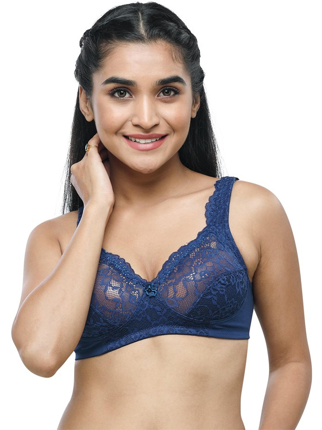 

Lovable Non Padded Non-Wired Cotton Bra Full Coverage With All Day Comfort, Navy blue