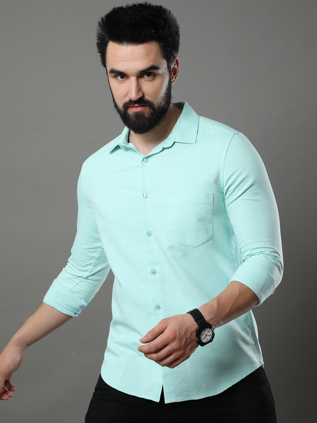 

Bushirt Classic Regular Fit Oxford Pure Cotton Casual Shirt, Blue