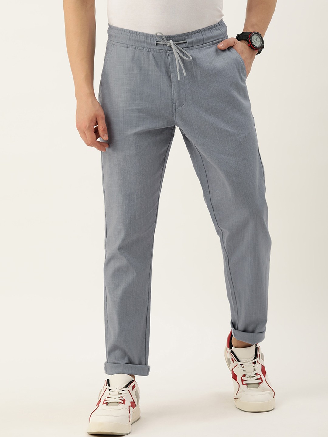 

POP CULTURE Men Mid-Rise Regular Trousers, Blue