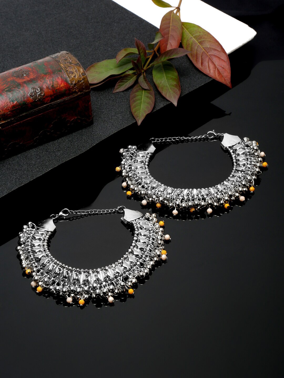 

Sangria Silver-Plated Beaded Anklet