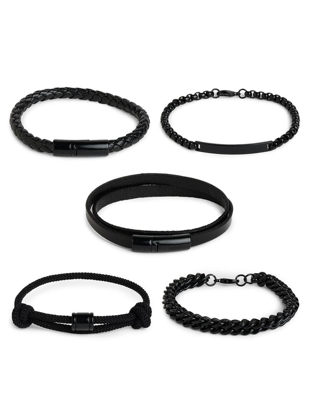 

ALDO Men Set Of 5 Fabric Bracelets, Black