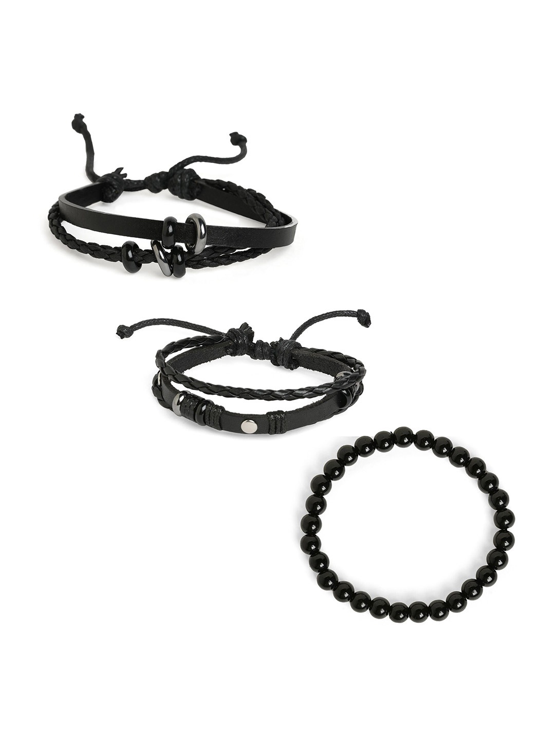 

ALDO Men Set Of 3 Beaded Bracelets, Black