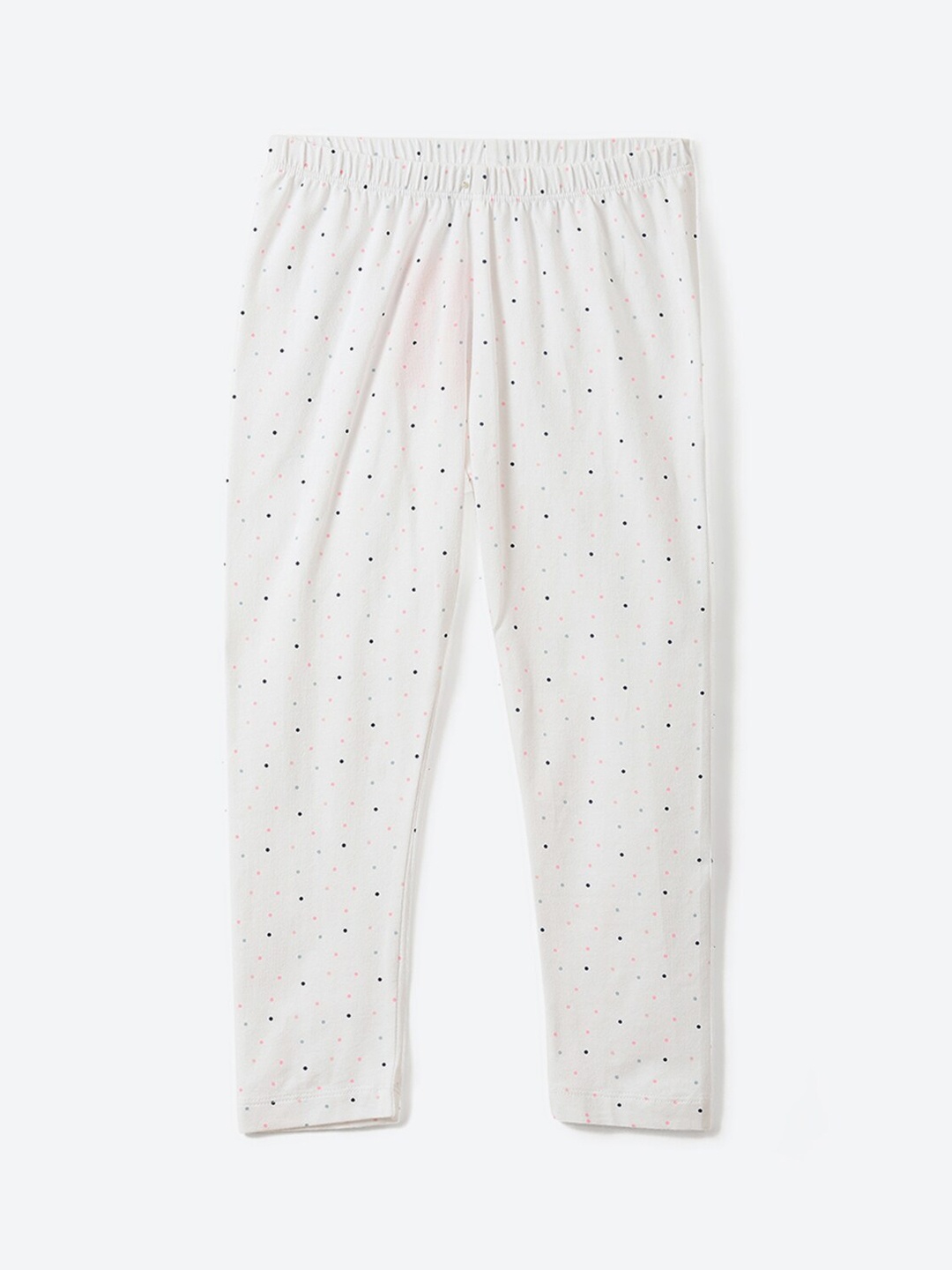 

2Bme Girls Printed Cotton Ankle Length Leggings, White