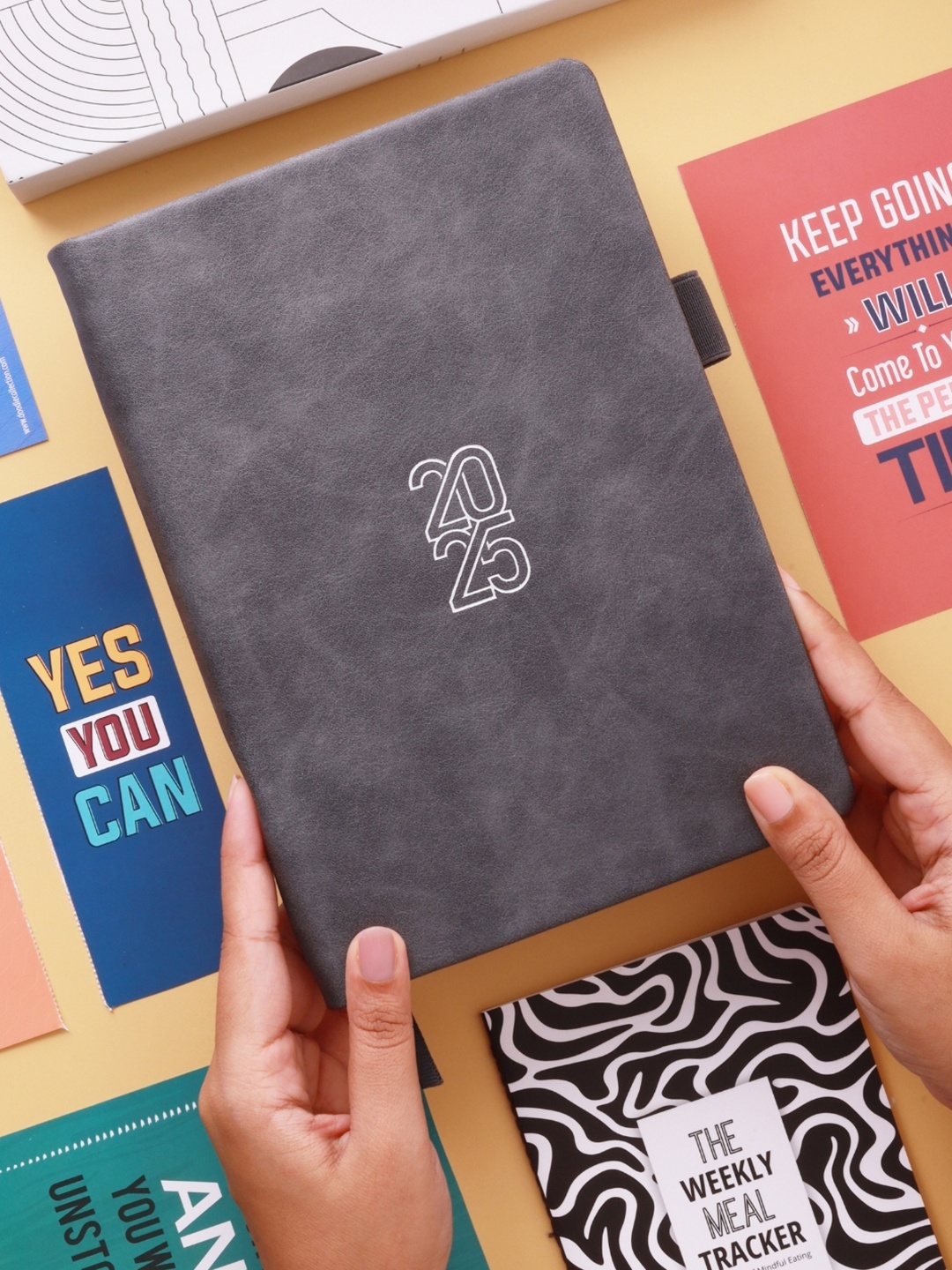 

Doodle A5 Vegan Leather Hard Bound Productivity Planner, Grey