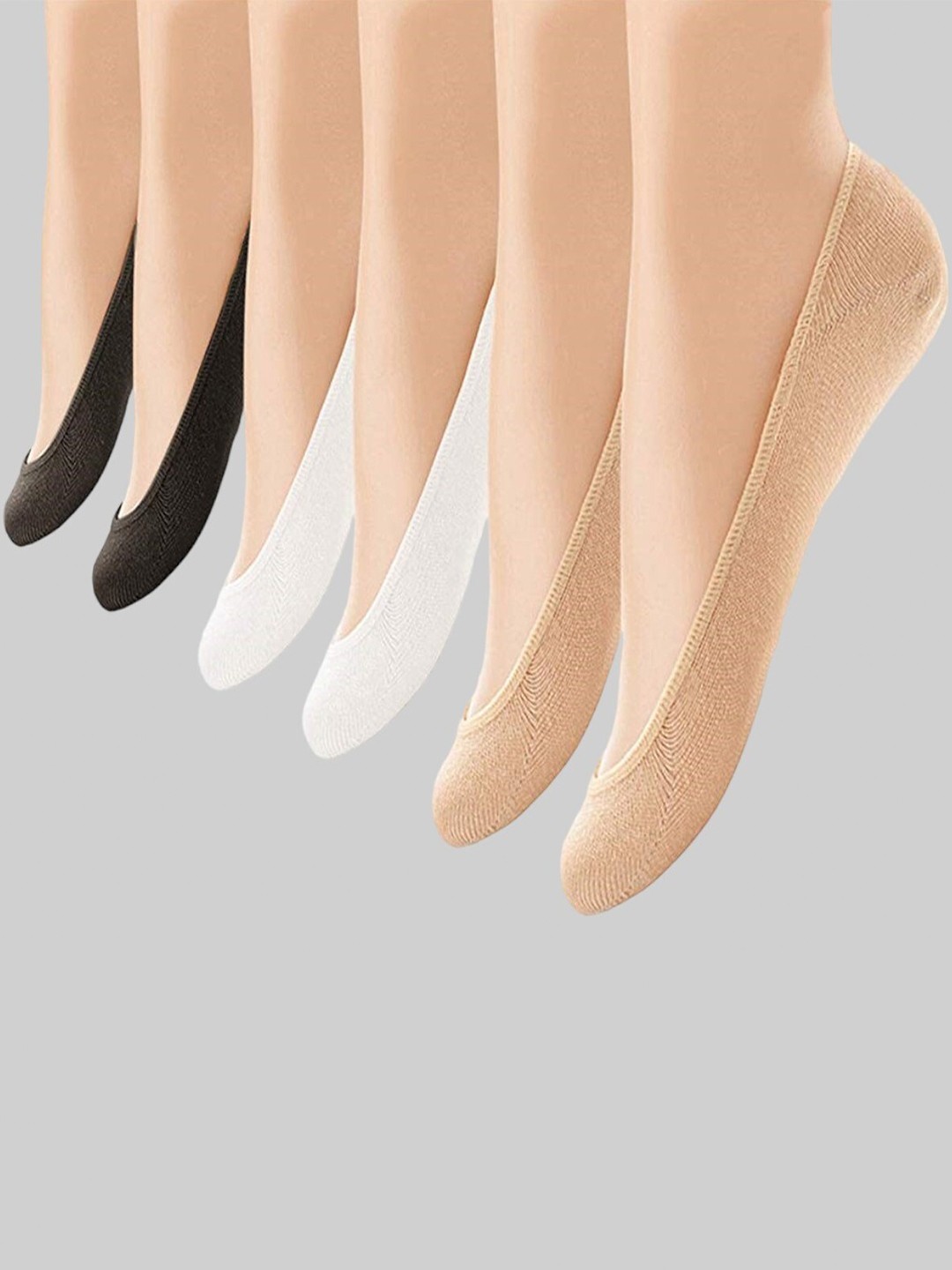 

PLUMBURY Women Pack Of 3 No-Show Socks, Black
