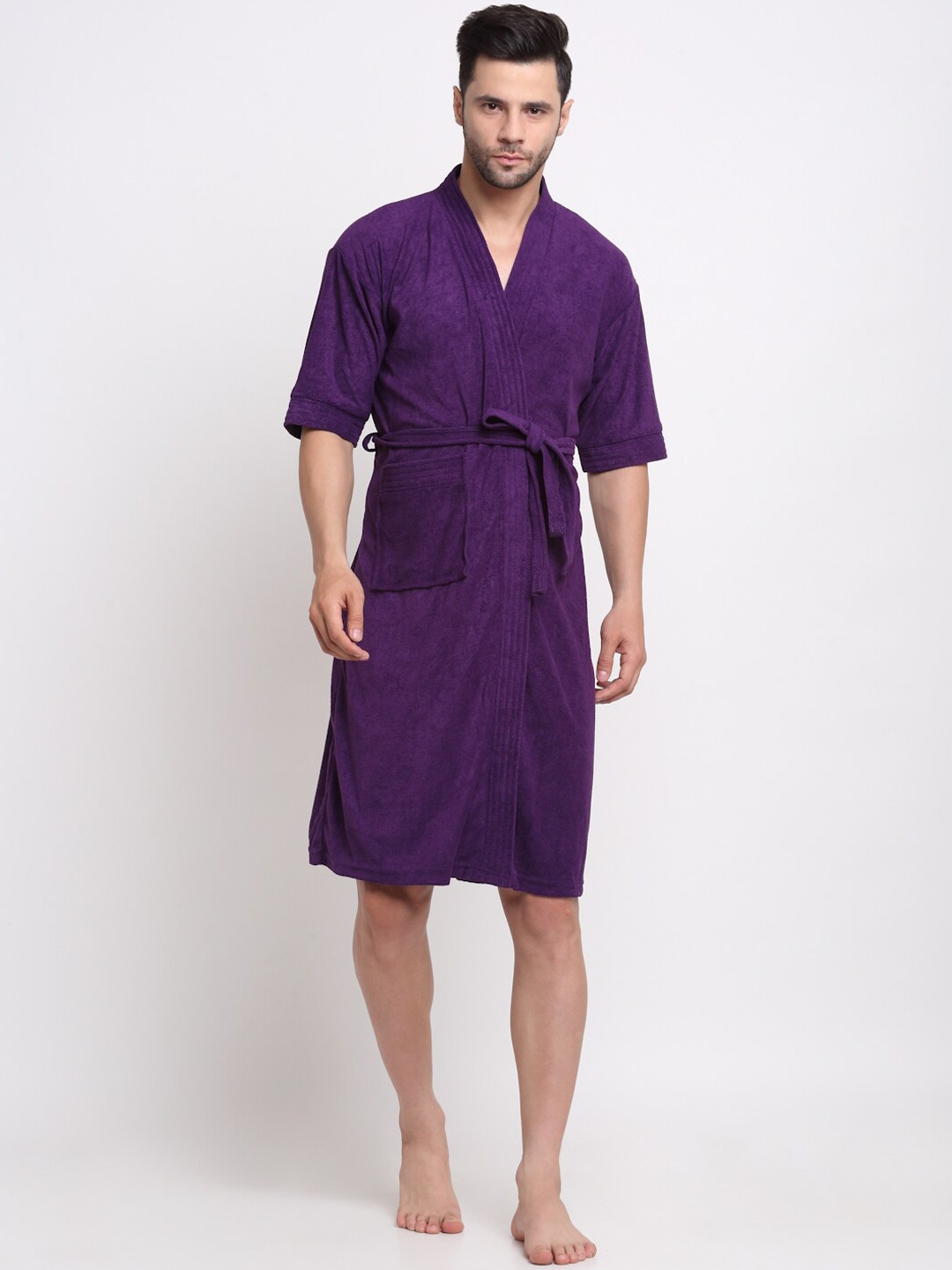 

Creeva Everyday Collection Shawl Collar Terry Bath Robe With Front Pocket, Violet