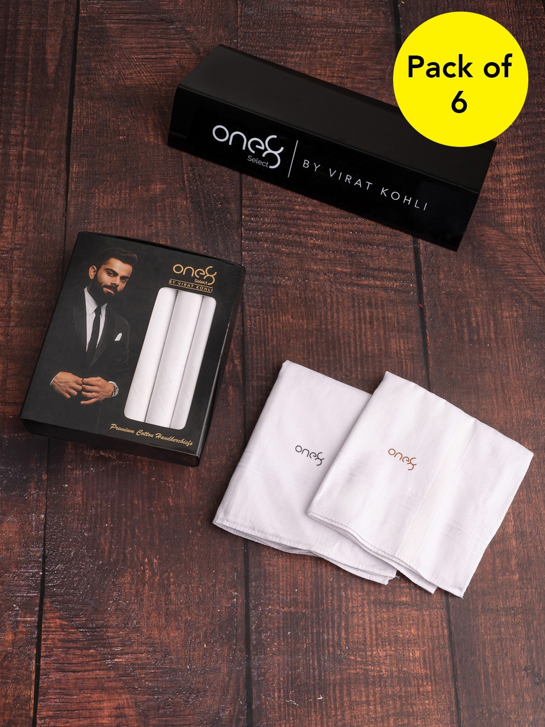 

One8 Men Pack Of 6 Premium Cotton Anti-Bacterial Handkerchieves, White
