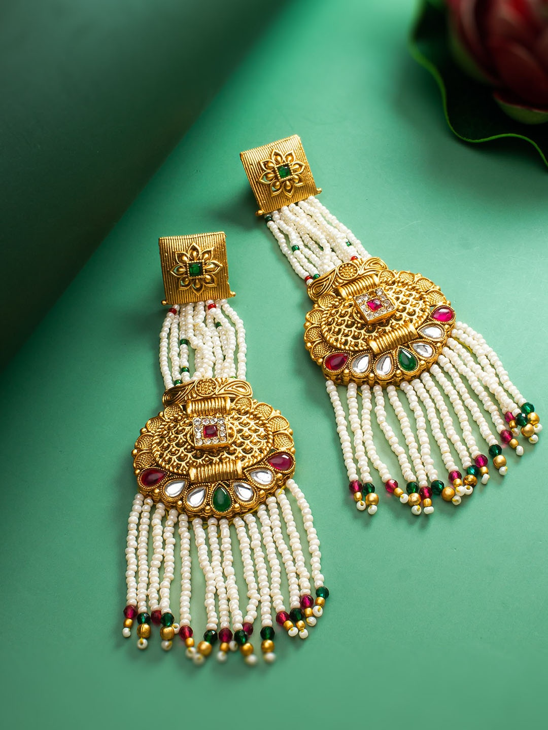 

aadita Gold-Plated Contemporary Drop Earrings