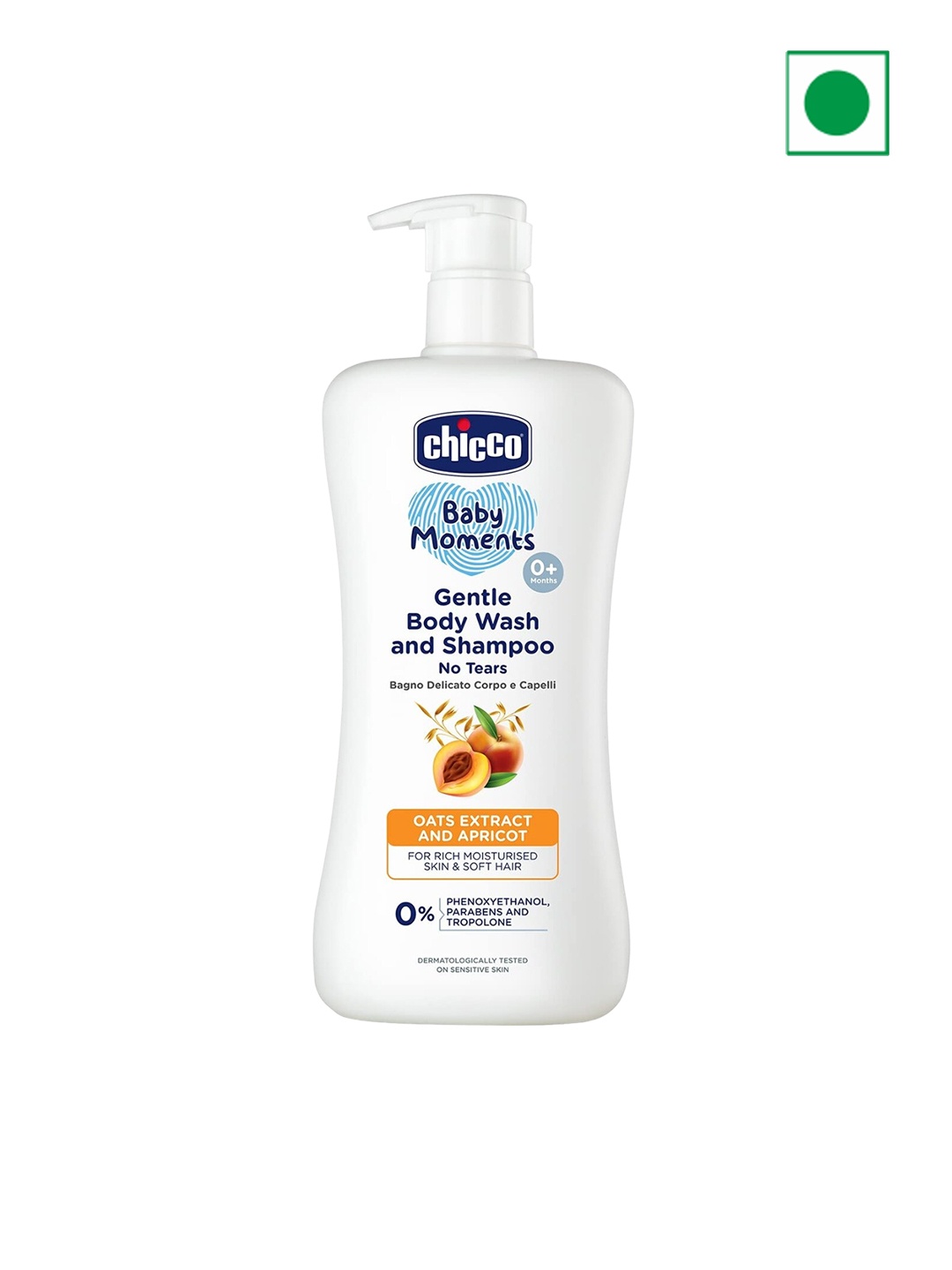 

Chicco Baby Moments Gentle Body Wash & Shampoo with Apricot & Oats - 500 ml, White