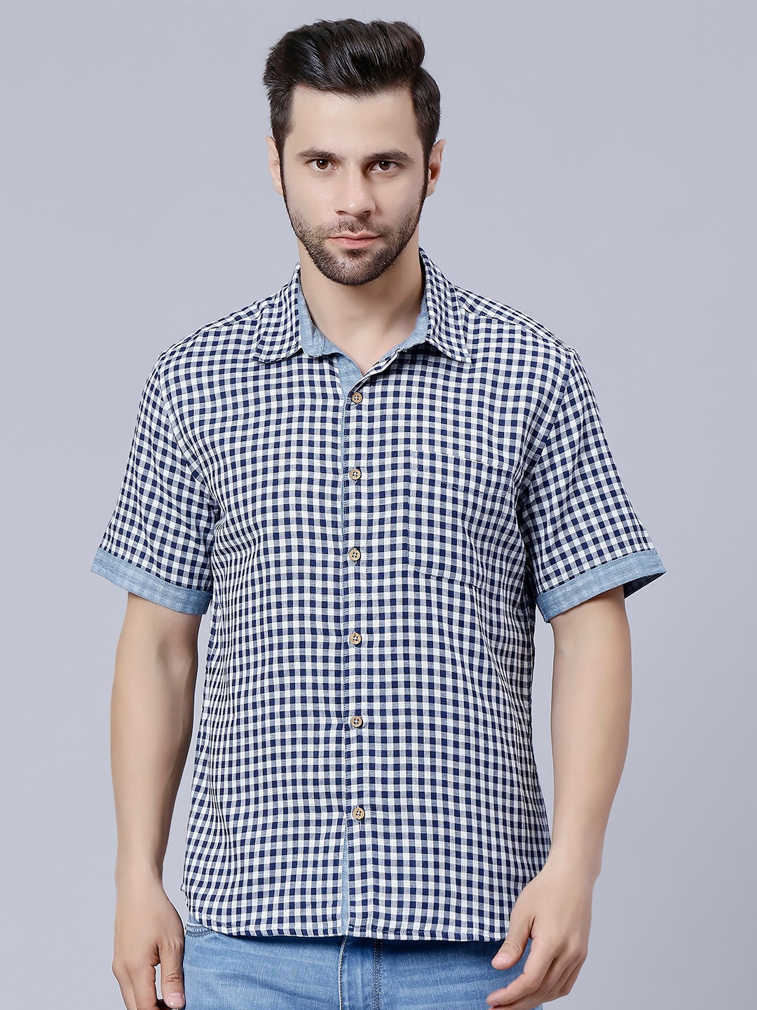 

Biglilpeople Gingham Checks Cotton Casual Shirt, Black