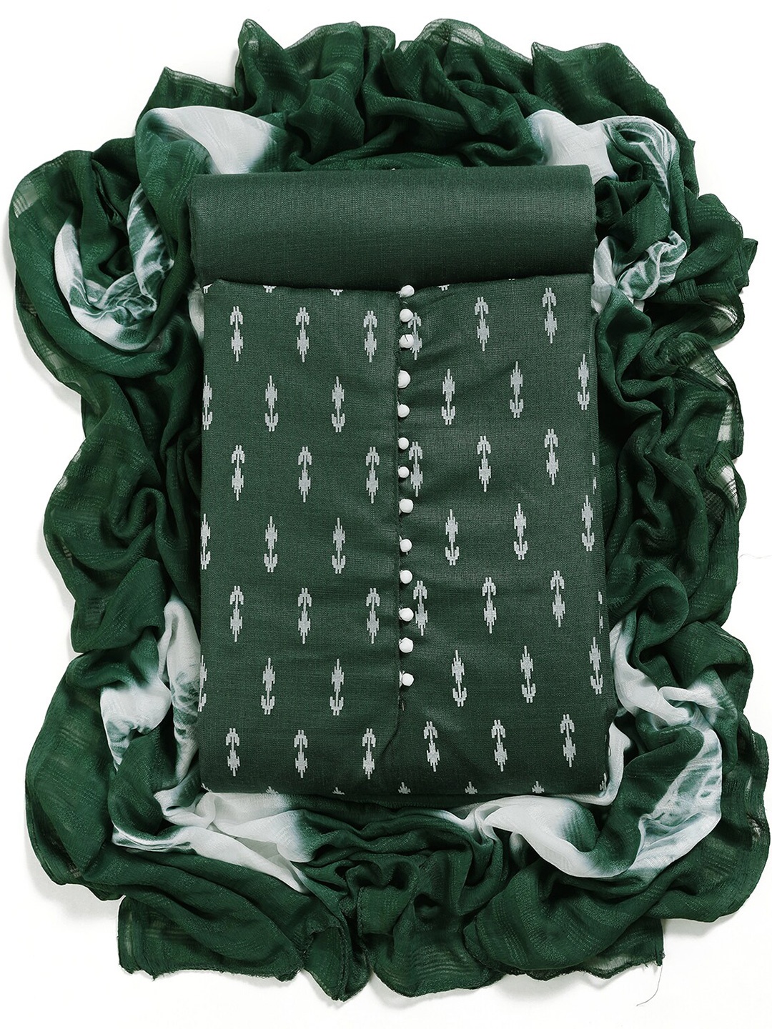

Sun Fashion And Lifestyle Woven Design Unstitched Dress Material, Green