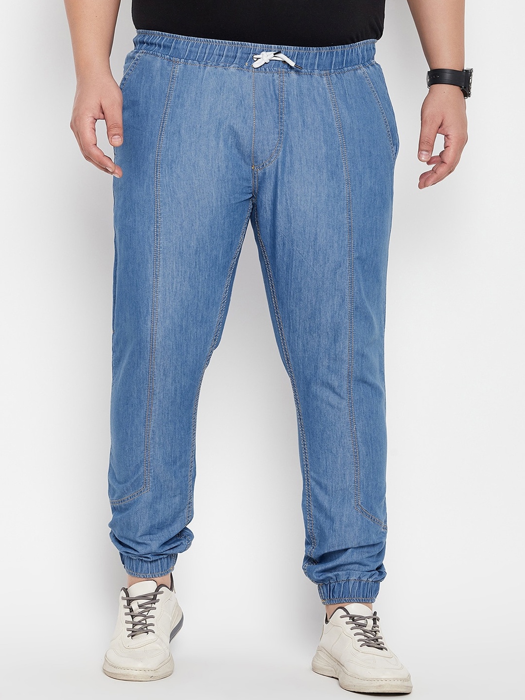 

bigbanana Men Plus Size Cotton Regular Trousers, Blue