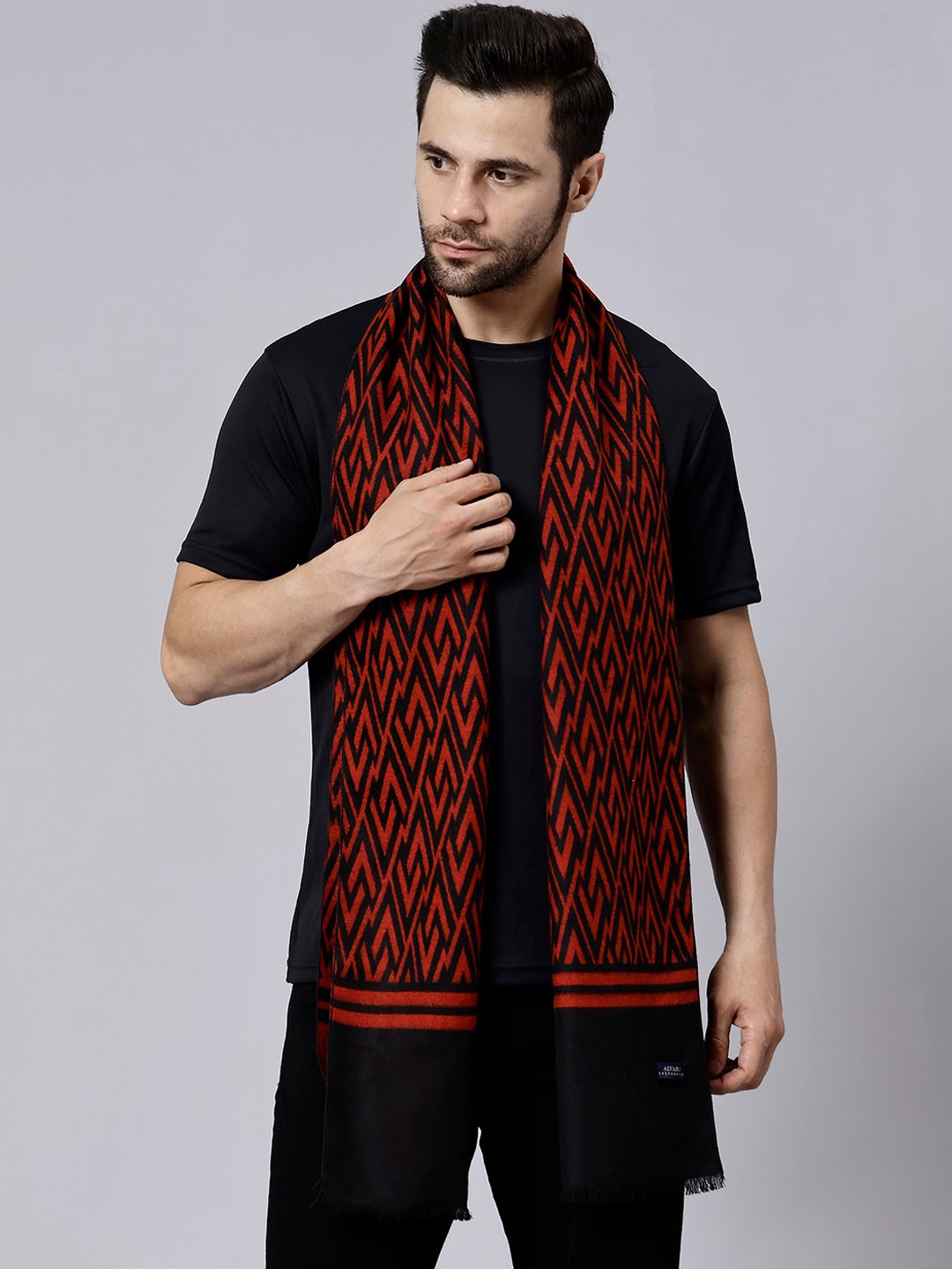 

Alvaro Castagnino Patterned Woollen Muffler, Maroon