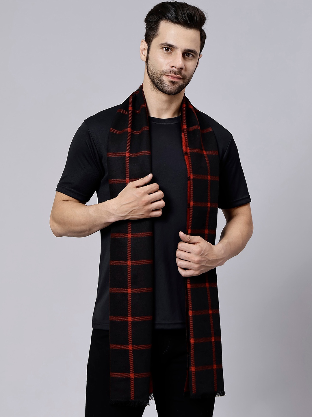 

Alvaro Castagnino Patterned Woollen Muffler, Black