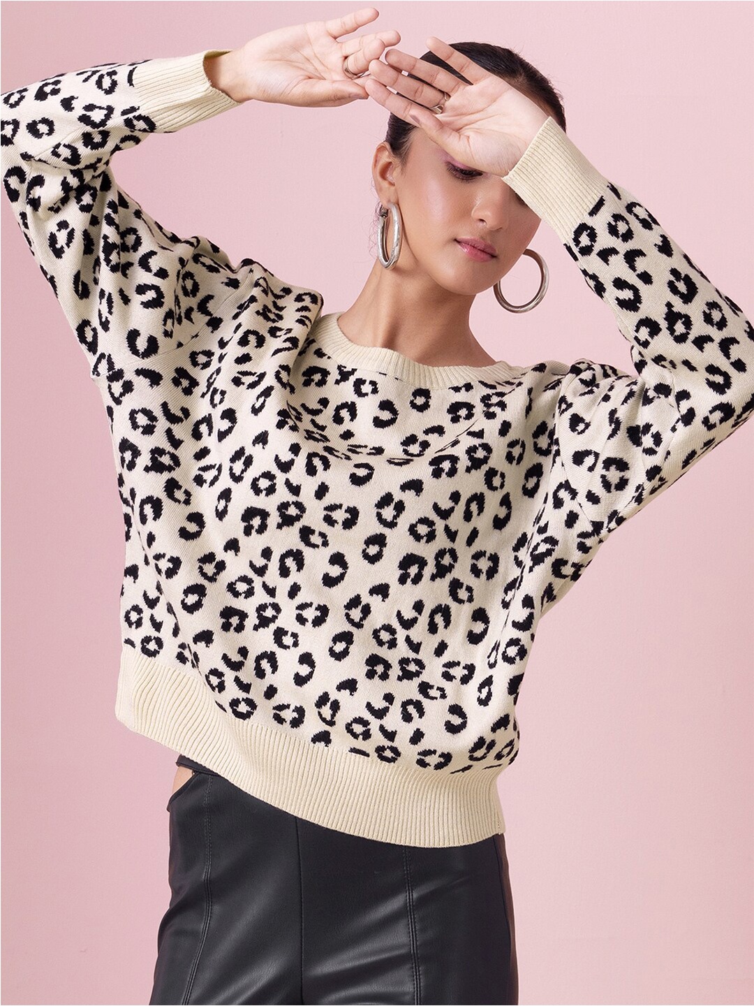 

FabAlley Animal Printed Sweater, Beige