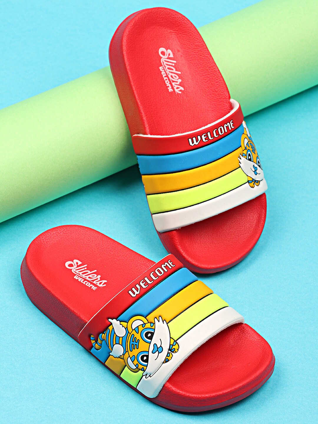 

WELCOME Kids Colourblocked Sliders, Red