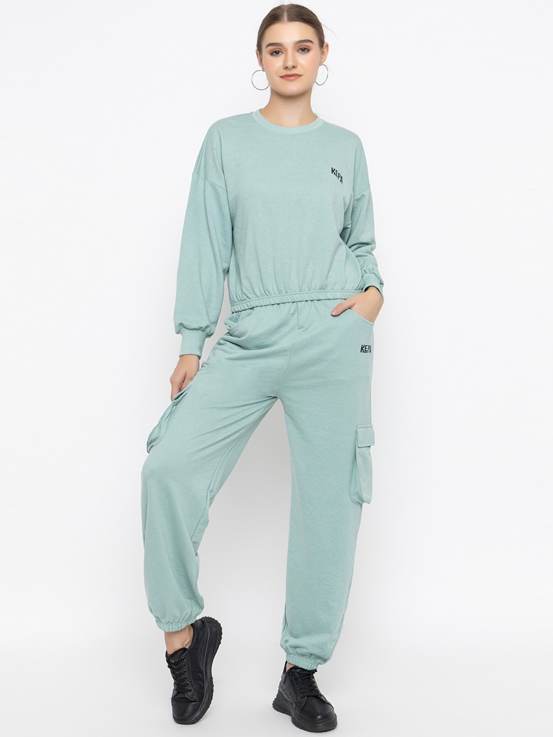 

KEPA Round Neck Drop-Shoulder Sleeves Co-Ord Set, Sea green