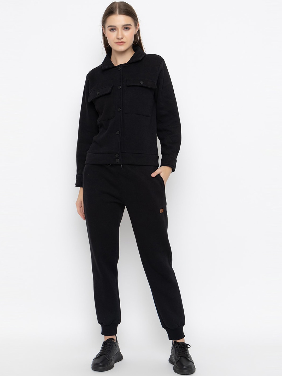 

KEPA Shirt Collar Long Sleeves Co-Ords, Black