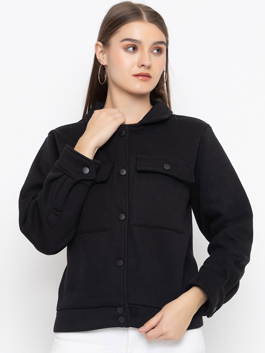 

KEPA Spread Collar Fleece Tailored Jacket, Black
