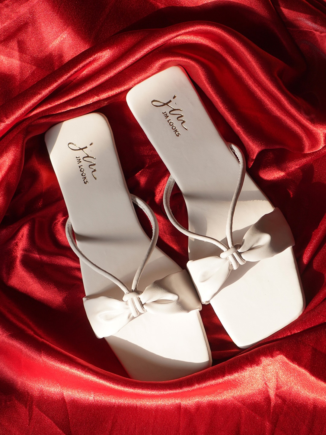 

JM Looks Slip-On Open Toe Flats, White