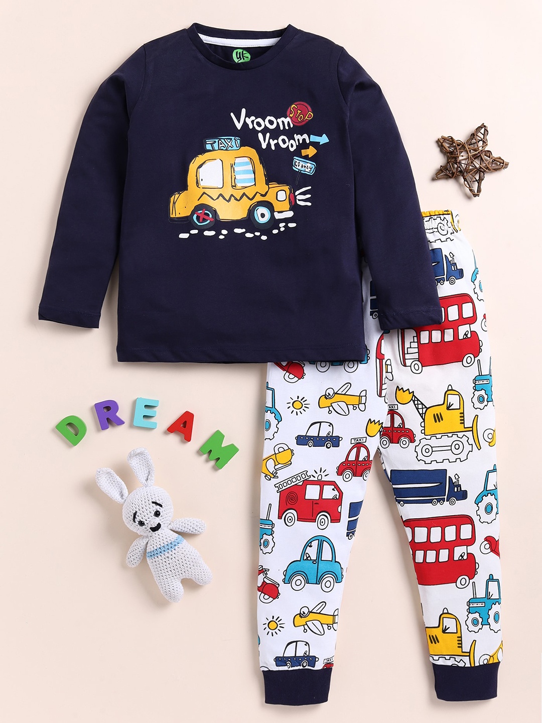 

YK Girls Graphic Printed Night suit, Blue