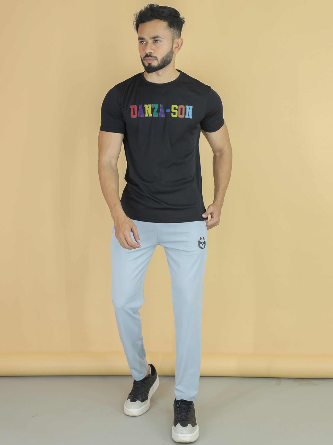 

DANZA-SON Typography Printed Mid Rise Tracksuits, Black