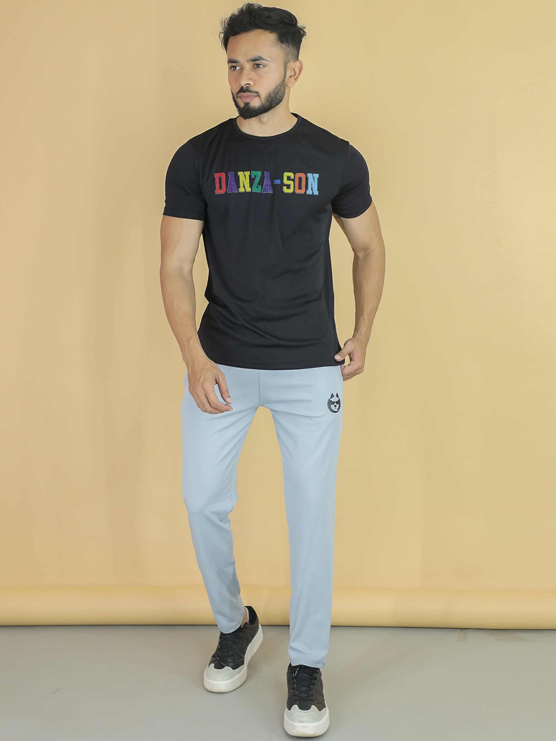 

DANZA-SON Typography Printed Tracksuit, Black