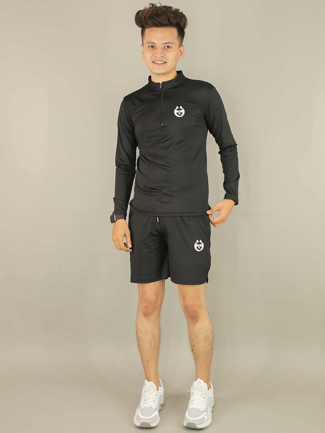 

DANZA-SON Mock Collar Mid Rise Tracksuit, Black