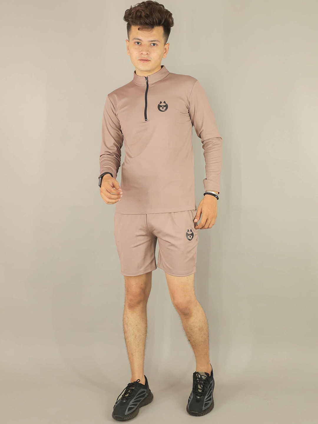 

DANZA-SON Mock Collar Mid Rise Tracksuit, Beige