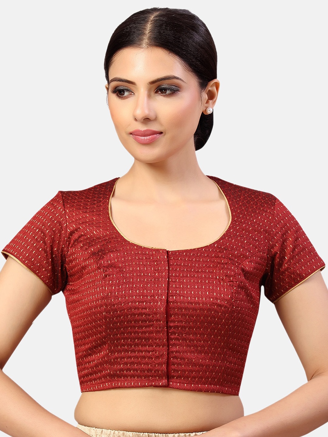 

Studio Shringaar Brocade Woven Design Saree Blouse, Maroon