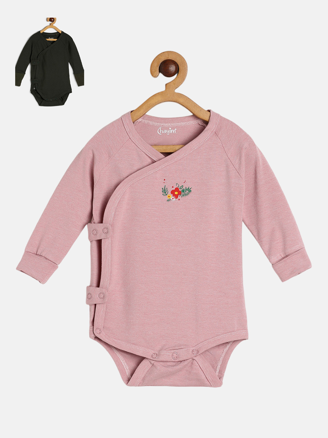 

CHAYIM Infants Kids V-Neck Pack Of 2 Bodysuits, Pink