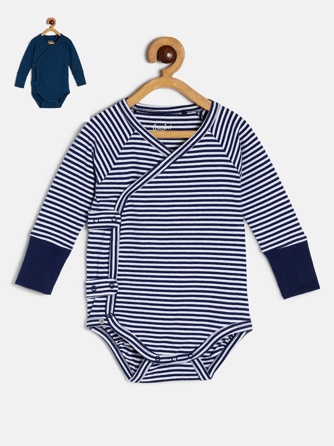 

CHAYIM Infants Pack Of 2 Striped Bodysuits, Blue