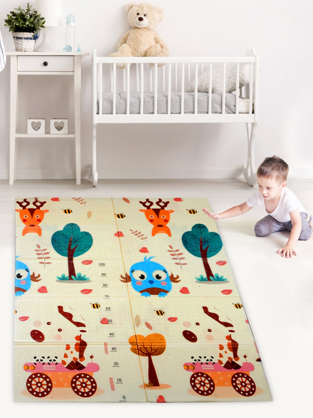 

FABINALIV Blue & Cream-Coloured Cartoon Printed Floor Mat