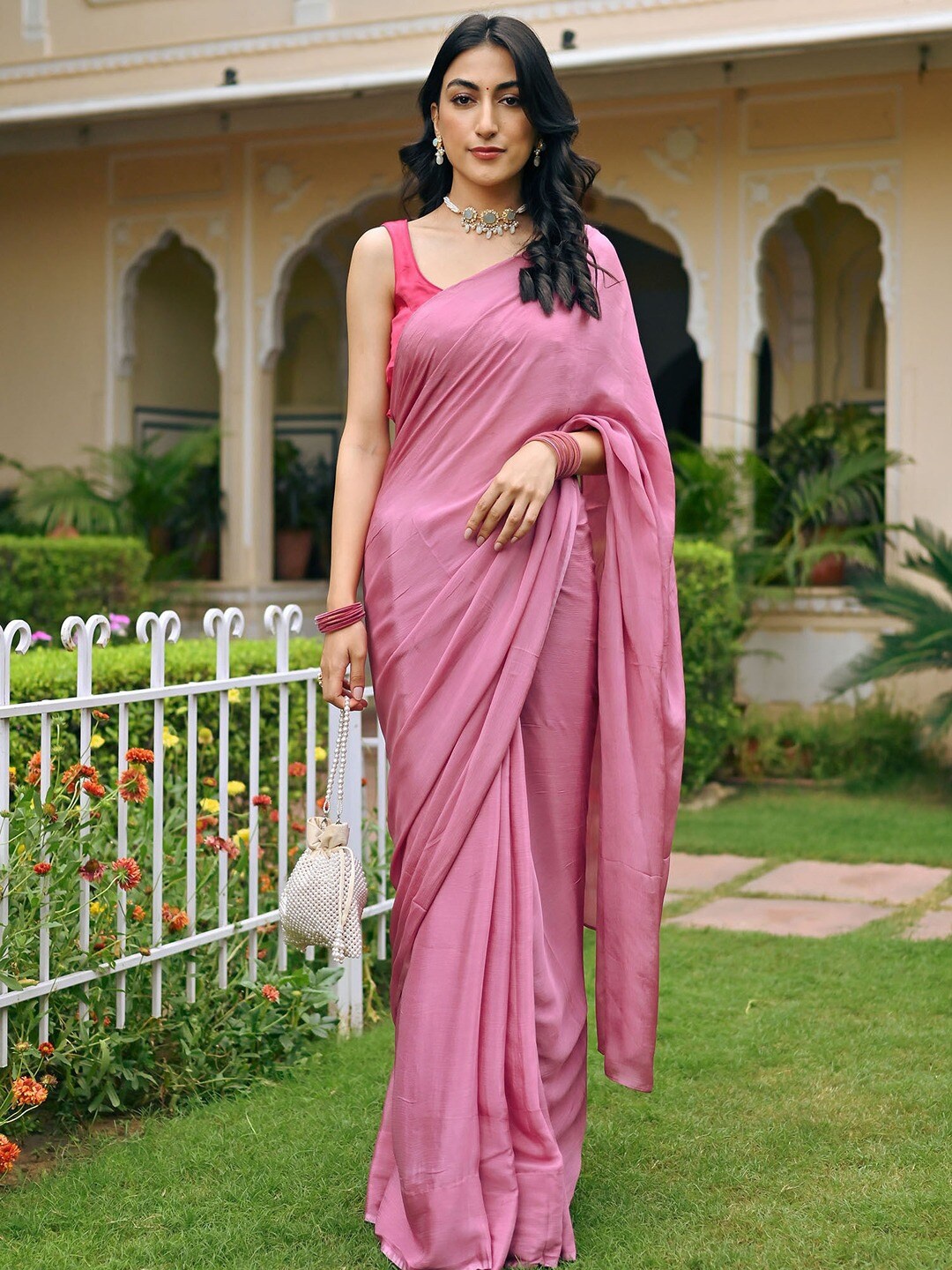 

Lavanya The Label Poly Chiffon Saree, Mauve